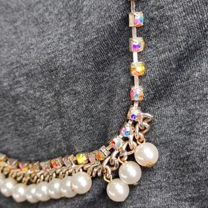 Iridescent Crystals & Pearls Necklace